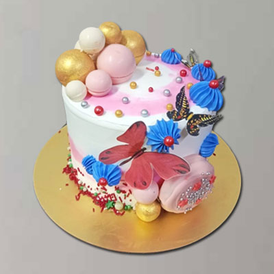 "Round shape Designer Cake - 1kg (Code C01) - Click here to View more details about this Product